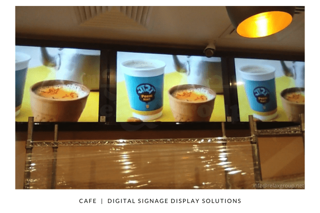 Digital Signage Display Solutions done by RELAX IT Solutions for Chai Cafe in Abu Dhabi