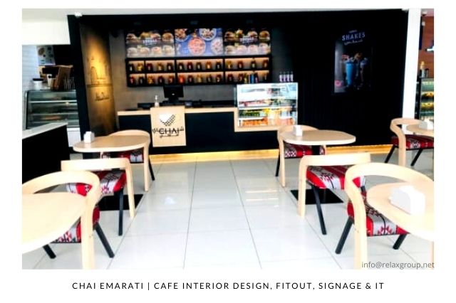 Restaurant Cafe Interior Design & Fitout Works done by ANGC Interiors for Chai Emarati in Abu Dhabi UAE