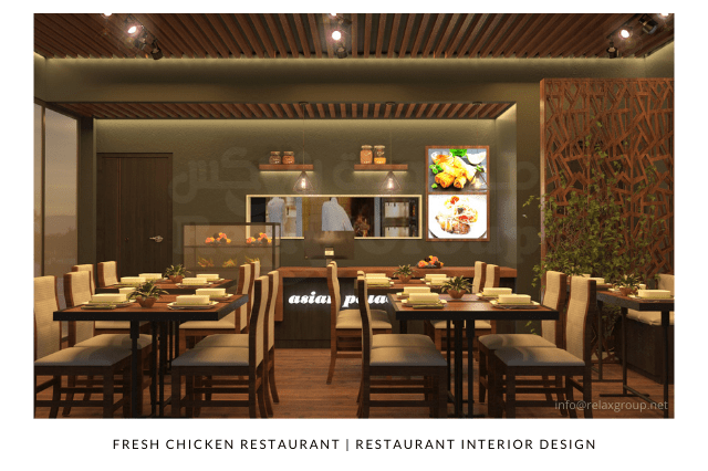 Interior Design done by ANGC interiors for fresh Chicken restaurant in Abu Dhabi UAE