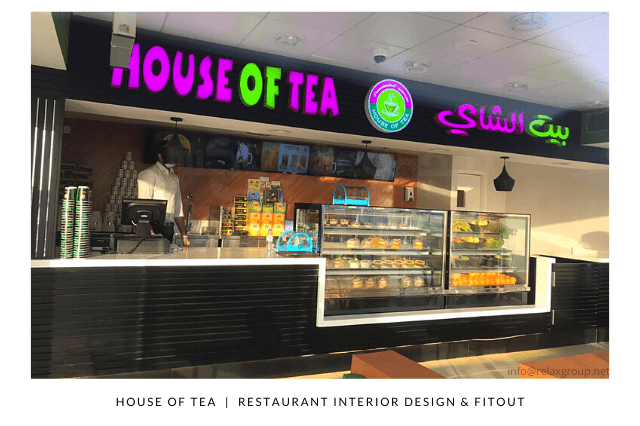 Restaurant Cafe Interior Design & Fitout Works done by ANGC Interiors for House of Tea in Abu Dhabi UAE