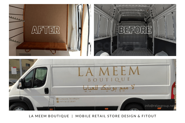 Mobile Retail Interior Design & Fitout Works done by ANGC Interiors for la Meem Boutique in Abu Dhabi UAE