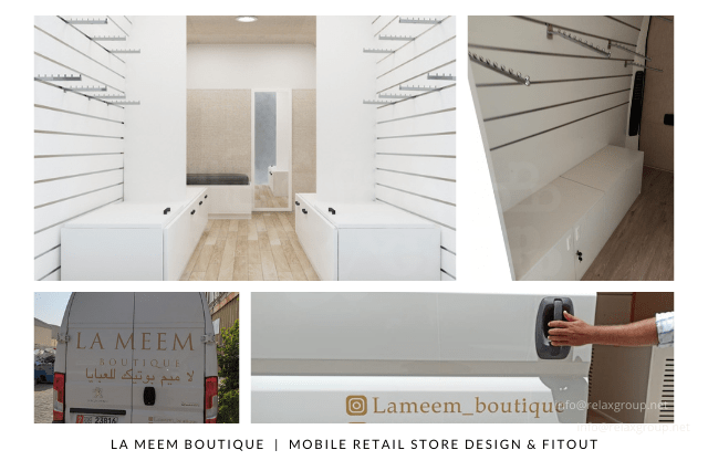 Mobile Truck Interior Design & Fitout Works done by ANGC Interiors for La Meem Boutique in Abu Dhabi UAE
