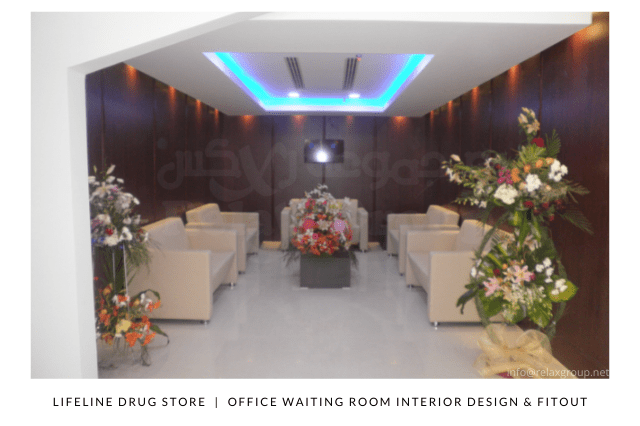 Office Waiting Room made by ANGC Interiors for Lifeline Drug Store in Abu Dhabi UAE