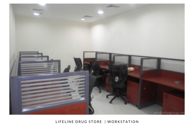 Office Workstation Furniture made by ANGC Interiors for Lifeline Drug Store in Abu Dhabi UAE