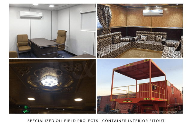 Container Office Interior Fitout done by ANGC Interiors for Specialized Oil Field Projects in Abu Dhabi UAE