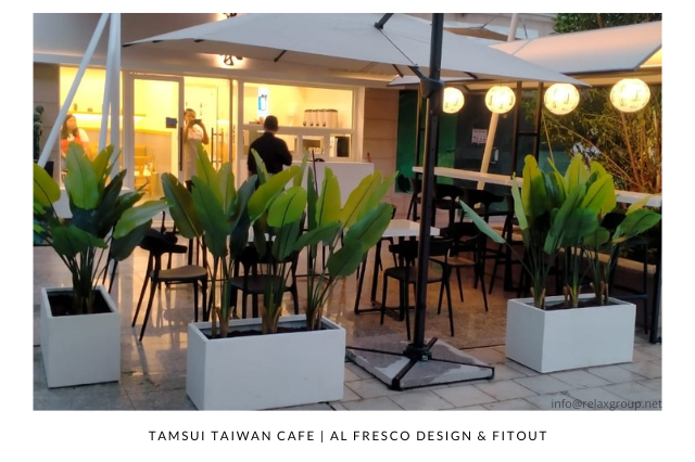 Al Fresco Fitout done by ANGC interiors for Tamsui Taiwan Cafe Al Ain Abu Dhabi UAE