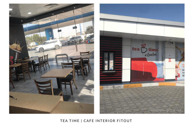 Interior Design and fitout done by ANGC interiors for Tea Time Cafeteria in ICAD Musaffah Abu Dhabi UAE