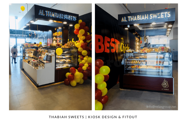 Kiosk Interior Design & Fitout Works done by ANGC Interiors for Thabiah Sweets Kiosk in Abu Dhabi UAE