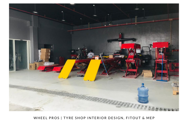 Tyre Shop Interior Fitout done by ANGC Interiors for Wheel Pros in Abu Dhabi UAE